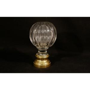 Boule d'escalier, cristal et bronze, XIXe