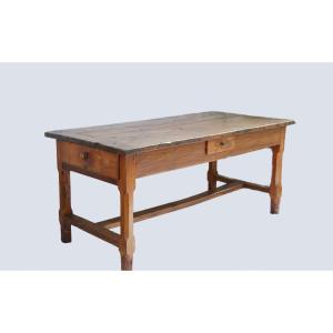 Farmhouse Table, Oak And Cherry Wood, 19th Century