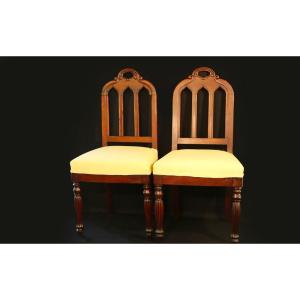 chaises "cathédrales", acajou