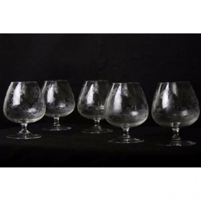 Engraved Glass From Venice, Murano, Glasses Cognac