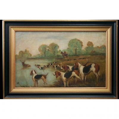Oil On Canvas, Hunting Scene