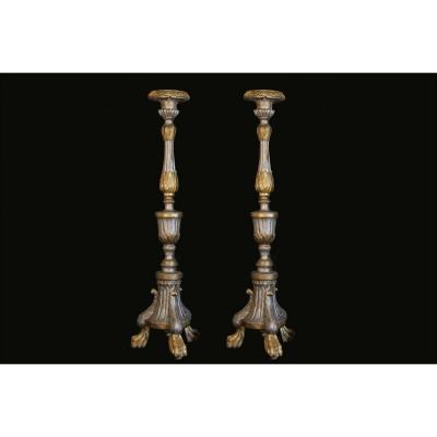 Pair Of Louis XIV Fireplace In Golden And Silver Wood, Early Eighteenth