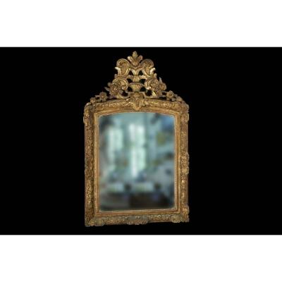 Miroir Régence En Bois Doré, XVIIIème, Miroir Mercure, Dorure d'époque 