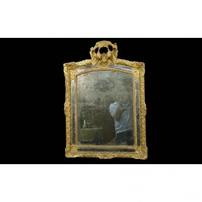 Grand Miroir Régence, Entièrement d'époque, 69 X 100 Cm 