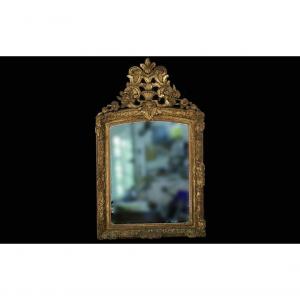 Miroir Régence En Bois Doré, XVIIIème, Miroir Mercure, Dorure d'époque