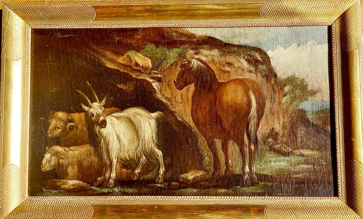 Scène animalière 18eme Huile sur toile
