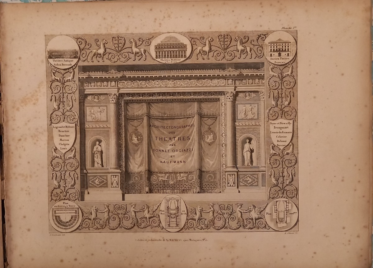 Rare livre Architectonographie des théâtres  par Donnet Orgiazzi et Kaufmann.