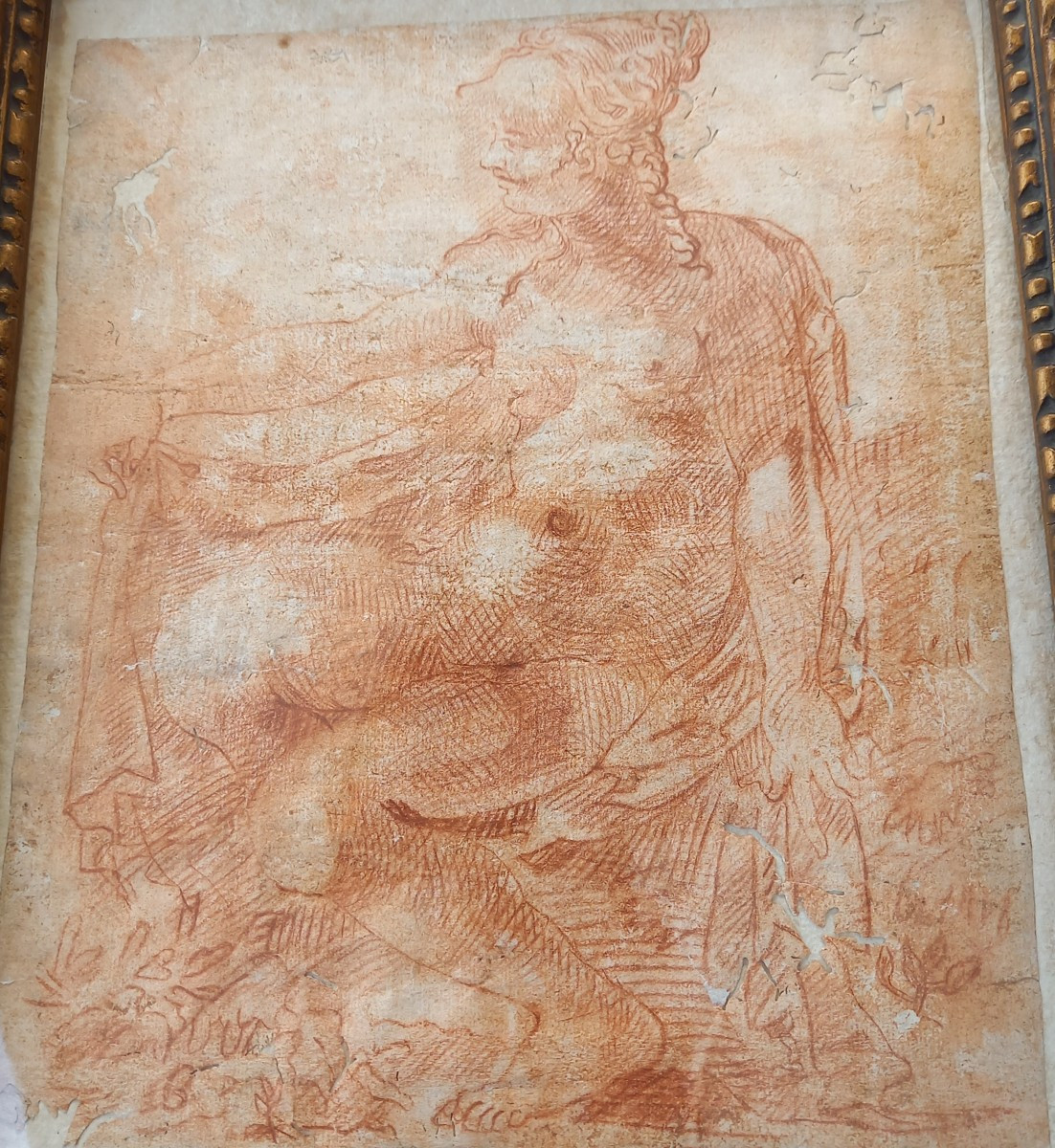 Dessin 16eme ou 17eme. Sanguine 