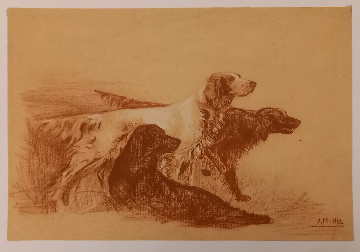 19th-century Sanguine Drawing Signed A. Millet