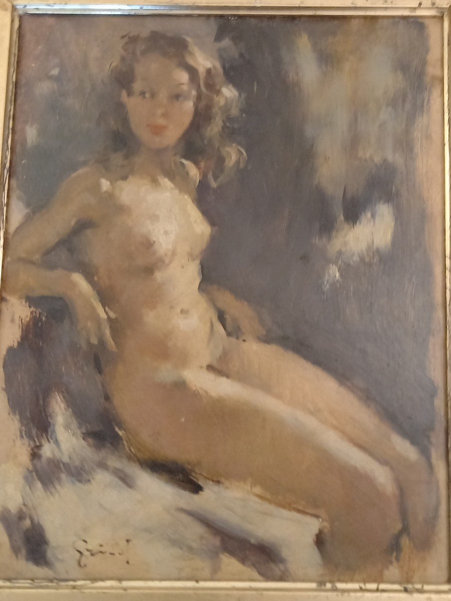 Oil On Hardboard. Pierre Grisot “naked”-photo-2