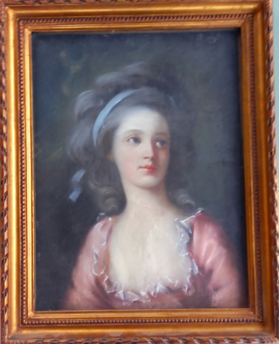 2 portraits 18 eme en pendants au pastel