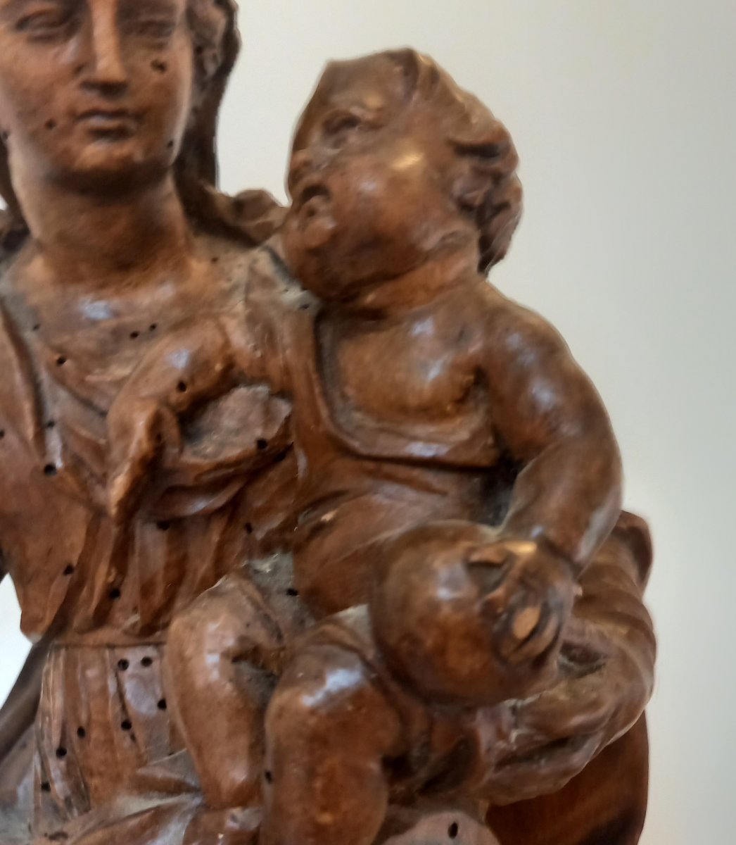 Importante vierge à  l'enfant 18eme en noyer-photo-2