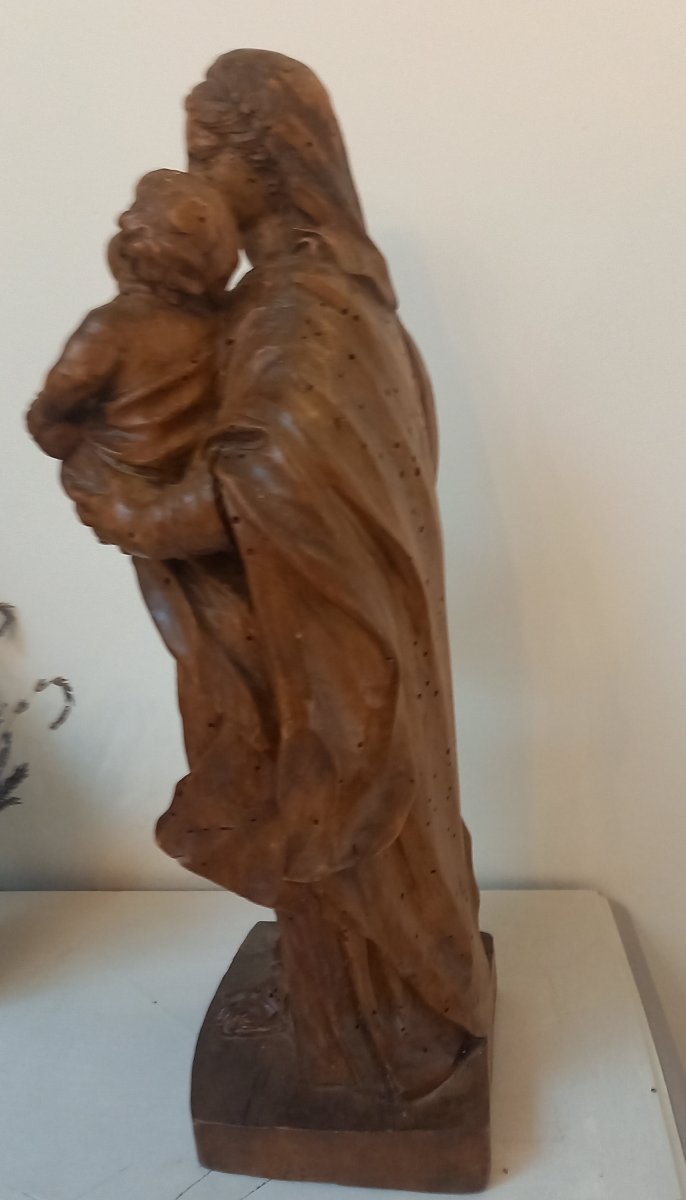 Importante vierge à  l'enfant 18eme en noyer-photo-3