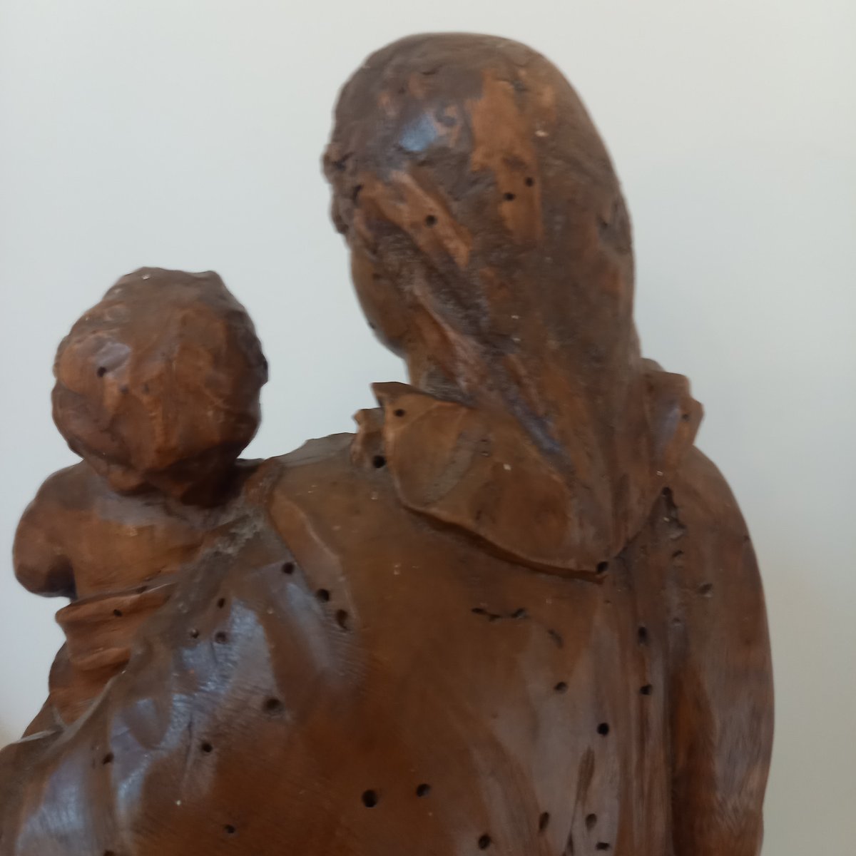 Importante vierge à  l'enfant 18eme en noyer-photo-4