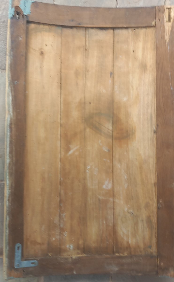 Two 19th-century Oil Paintings Of Figures On Wooden Doors-photo-7
