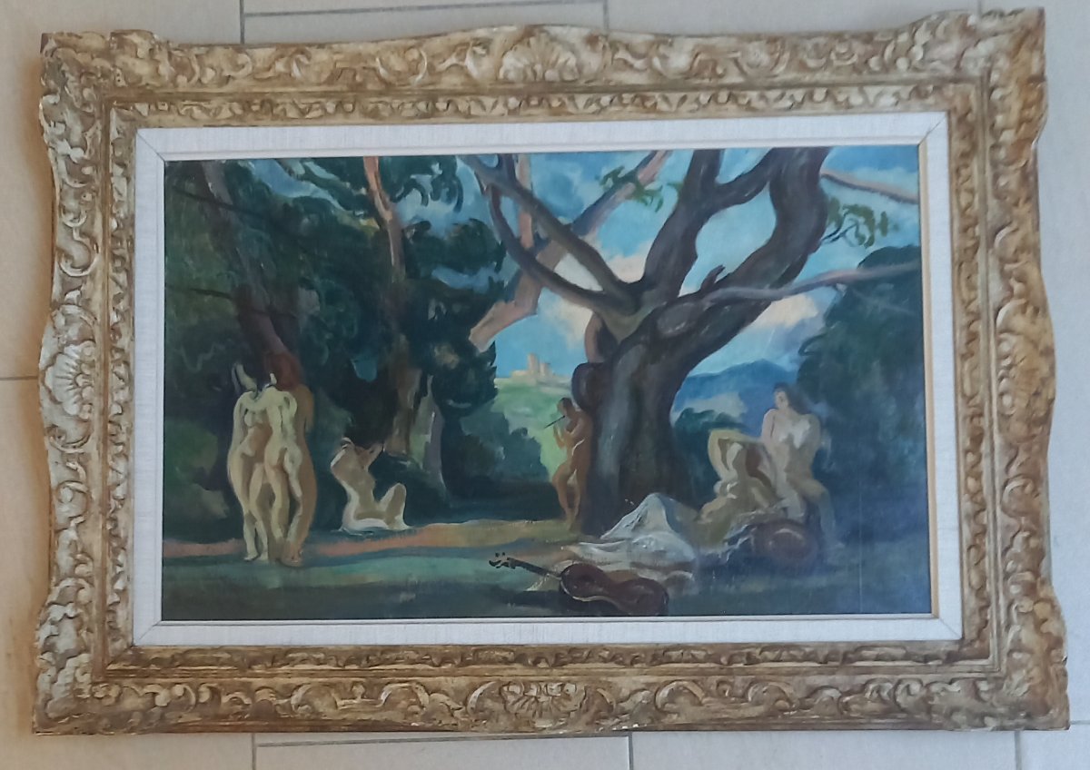 André Breuillaud, Oil On Canvas, "summer," Circa 1925