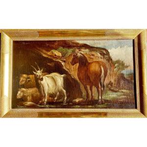 Scène animalière 18eme Huile sur toile