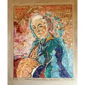 Collage sur papier. Portrait de jeune femme