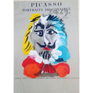 Picasso Pablo. Affiche pour les 20 lithographies de "portraits imaginaires 
