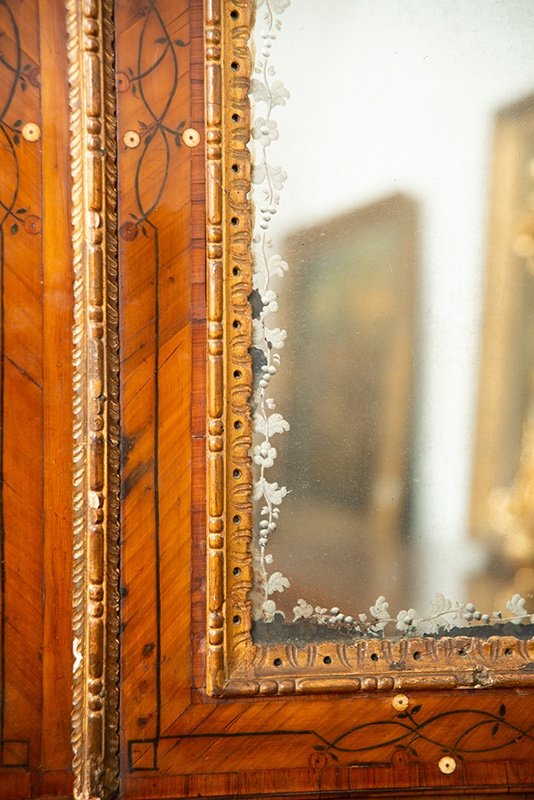 Trumeau Ancienne Vénitien Louis XV En Noyer Epoque XVIIIème Siècle.-photo-3