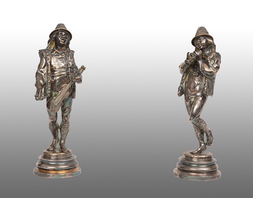 Pair Of Antique Sculptures Napoleon III Period 19th Century.