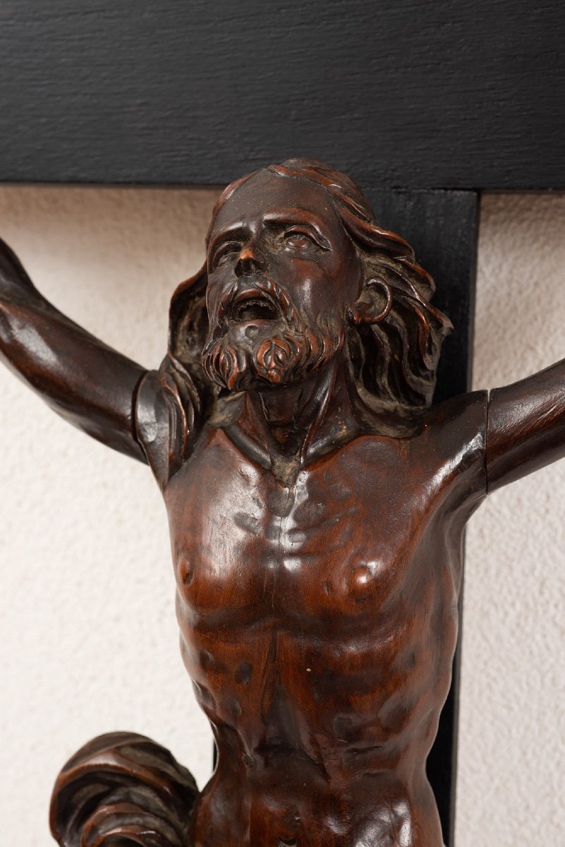 Sculpture Ancienne Représentant Le Christ En Croix. Naples XVIIIe Siècle.-photo-3