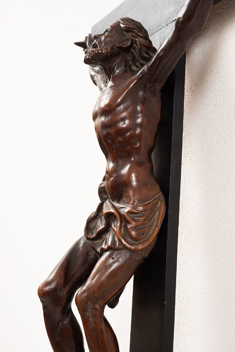 Sculpture Ancienne Représentant Le Christ En Croix. Naples XVIIIe Siècle.-photo-1