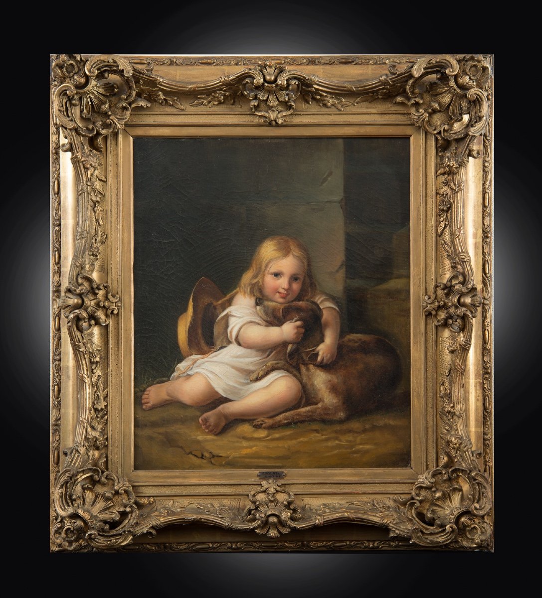 Antique Oil Painting On Canvas Signed "a.lemoine" (1809-1839) France 19th Century.