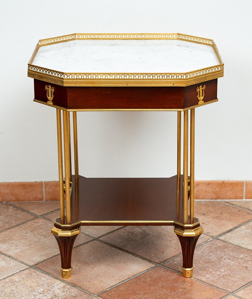 Petit Table Octogonale Ancienne Napoléon III France 19ème Siècle.-photo-1