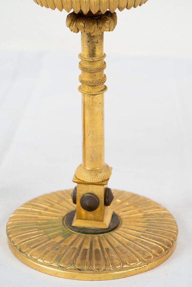 Paire De Bougeoirs Anciens Français Napoléon III En Bronze Doré. Epoque 19ème Siècle.-photo-3