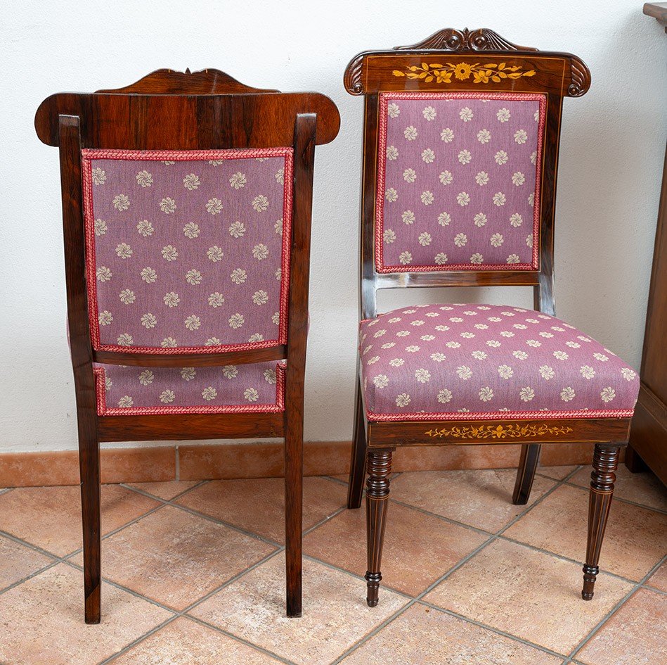 Groupe De Six Chaises Françaises Charles X, 19ème Siècle.-photo-4