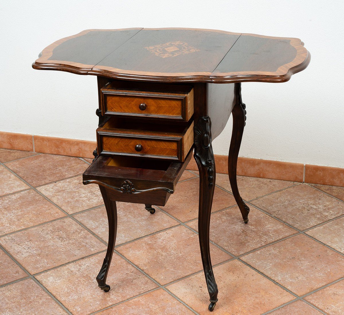 Table De Travail Ancienne Napoléon III, France, 19ème Siècle.-photo-4