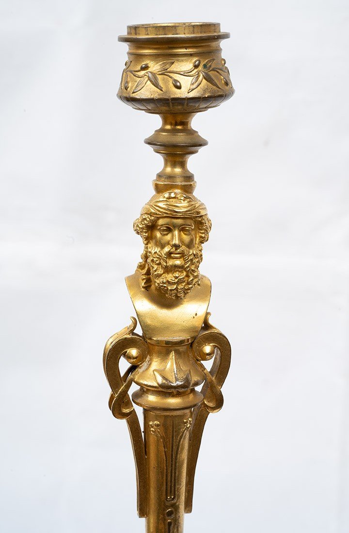 Pair Of Antique Candlesticks Signed "barbedienne". France 19th Century.-photo-2