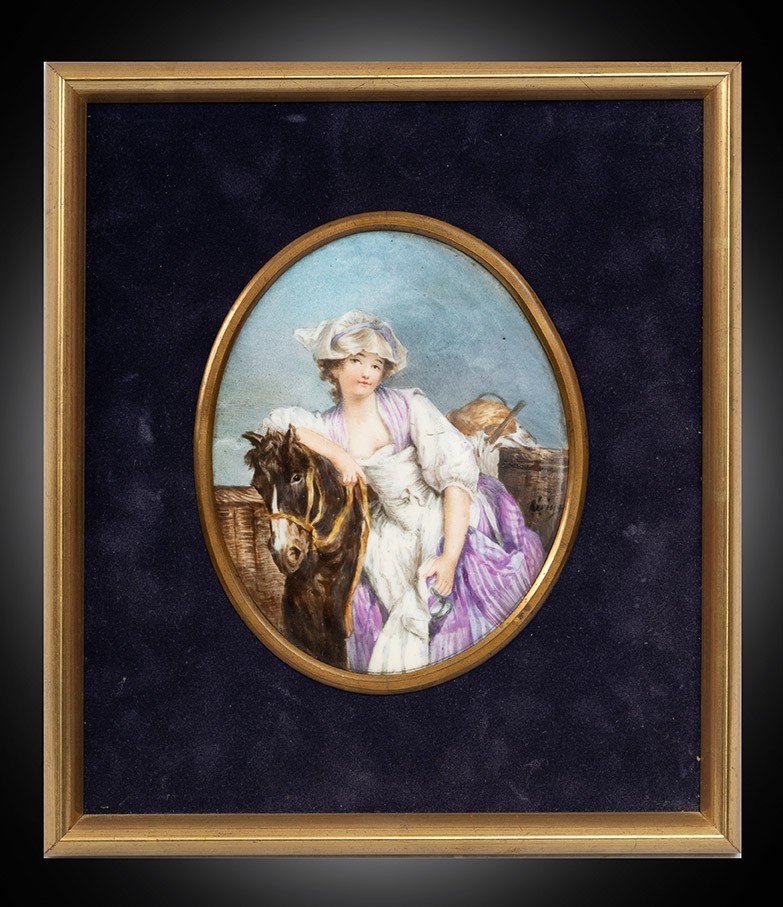 Plaque Ancienne En Porcelaine France 19ème Siècle.