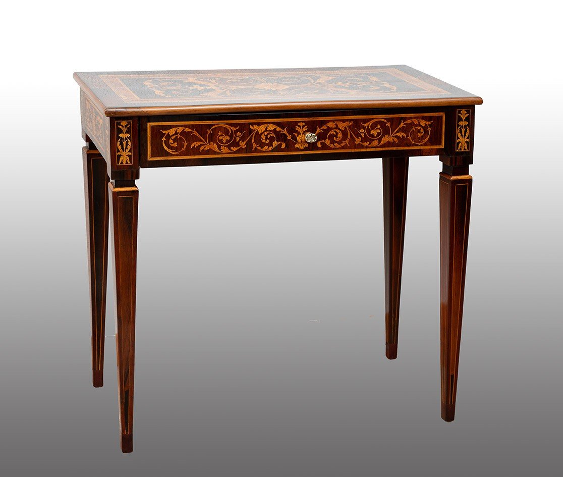 Louis XVI Writing Desk In Exotic Woods Lombardy 18th Century.