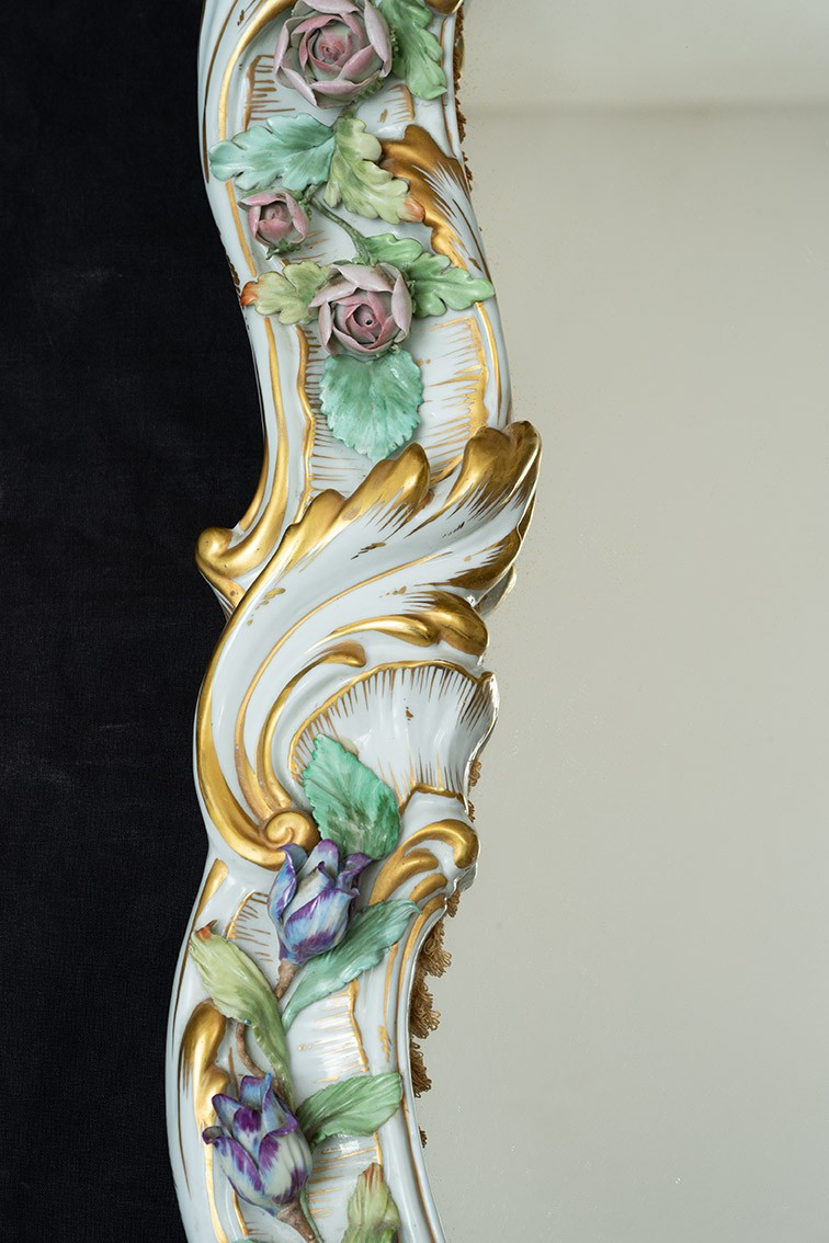 Miroir ancienne en porcelaine du début du 20ème siècle.-photo-4