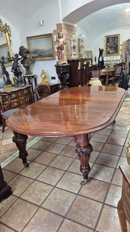 Victorian English Table In Solid Mahogany Extendable By Tearing More Than Twice The Closed Size-photo-4