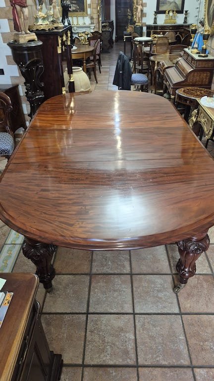 Victorian English Table In Solid Mahogany Extendable By Tearing More Than Twice The Closed Size-photo-1