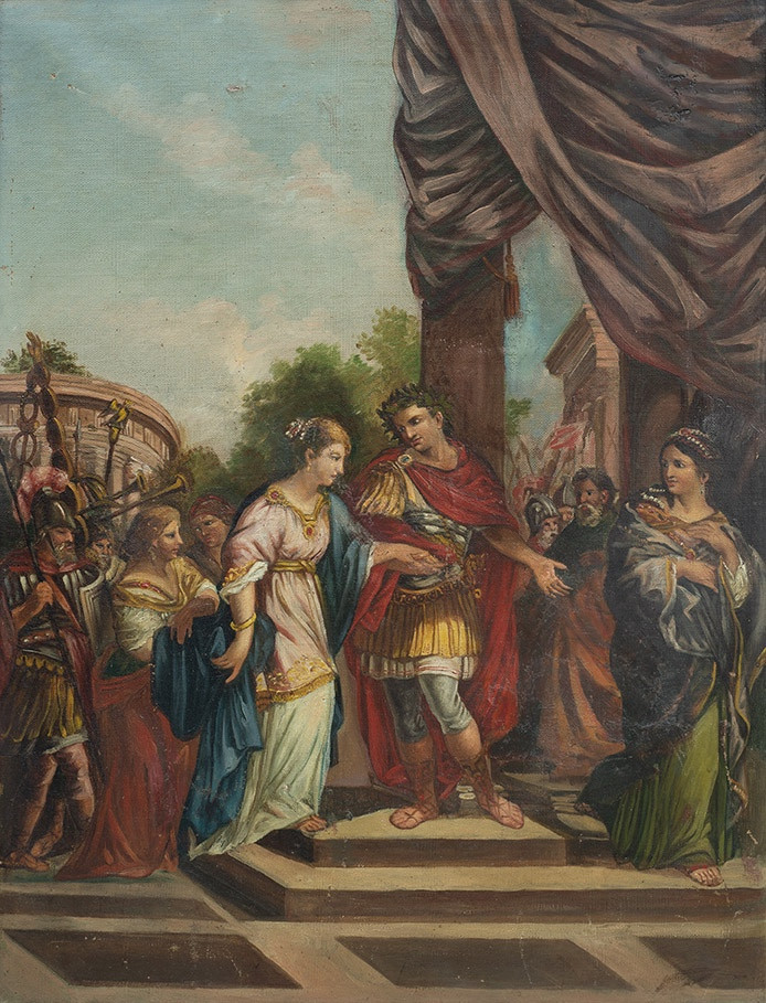 Ancient Neoclassical Painting Depicting A Mythological Scene. Naples, Late 18th Century.-photo-2