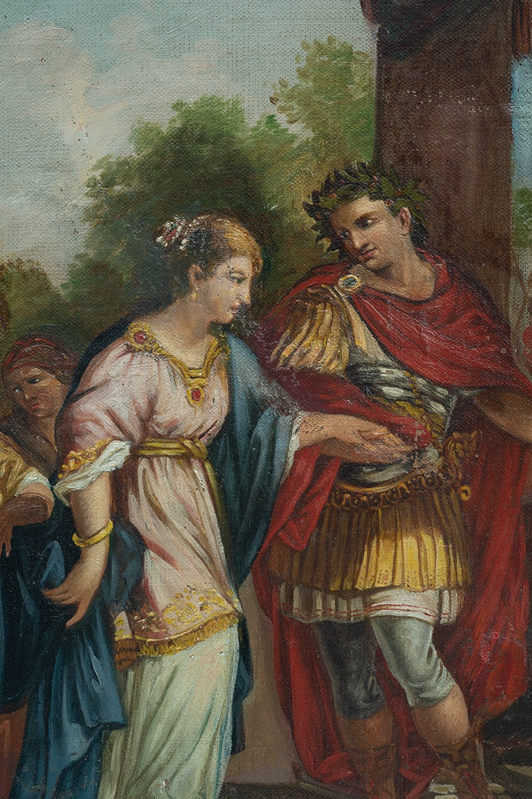 Ancient Neoclassical Painting Depicting A Mythological Scene. Naples, Late 18th Century.-photo-4