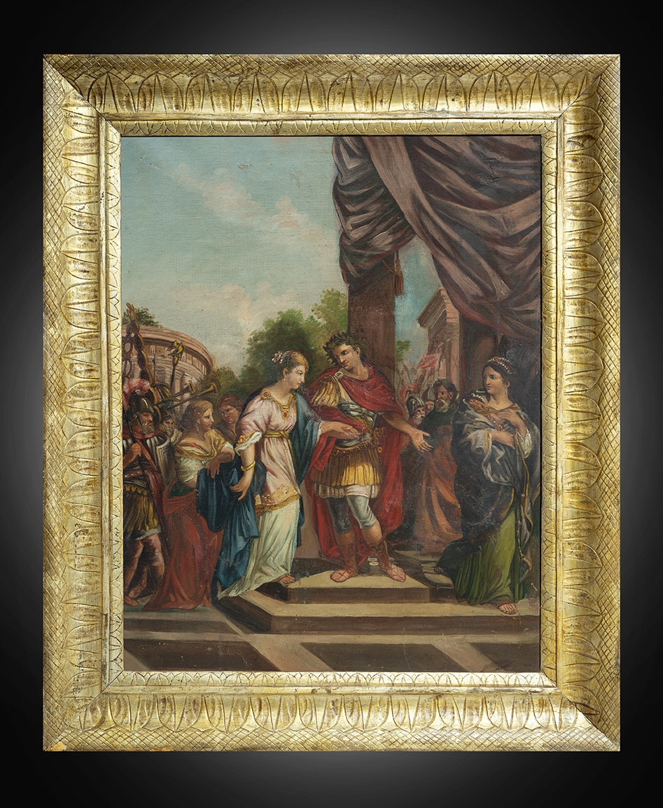 Ancient Neoclassical Painting Depicting A Mythological Scene. Naples, Late 18th Century.