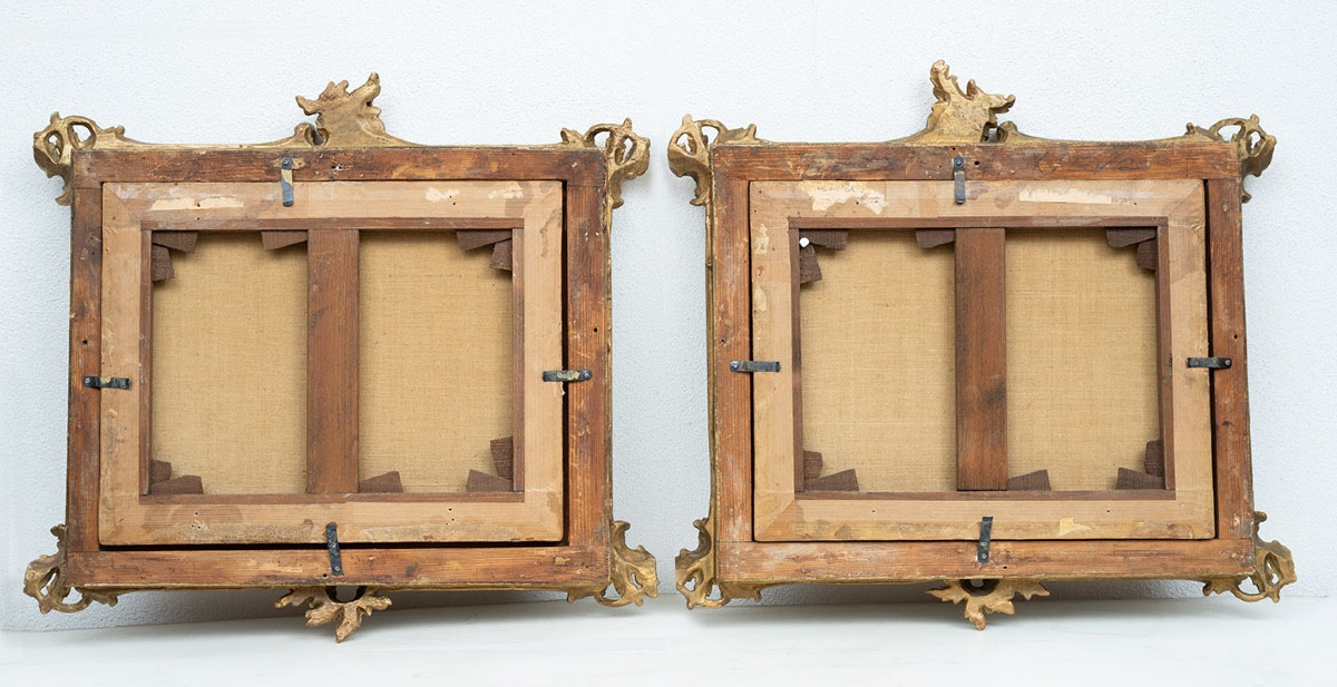 Pair Of Ancient Oil Paintings On Canvas France Late 18th Century.-photo-1