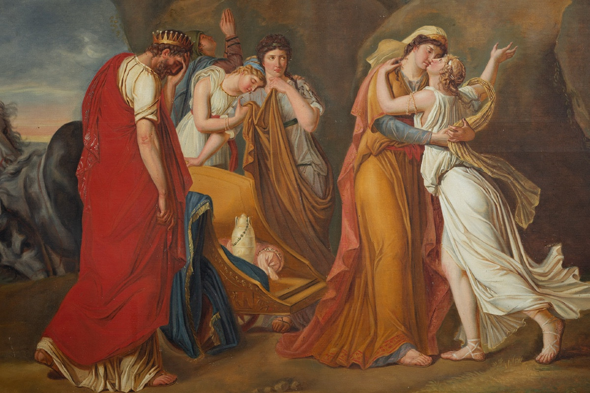 Ancient Neoclassical Painting Oil On Canvas France Early 19th Century.-photo-2