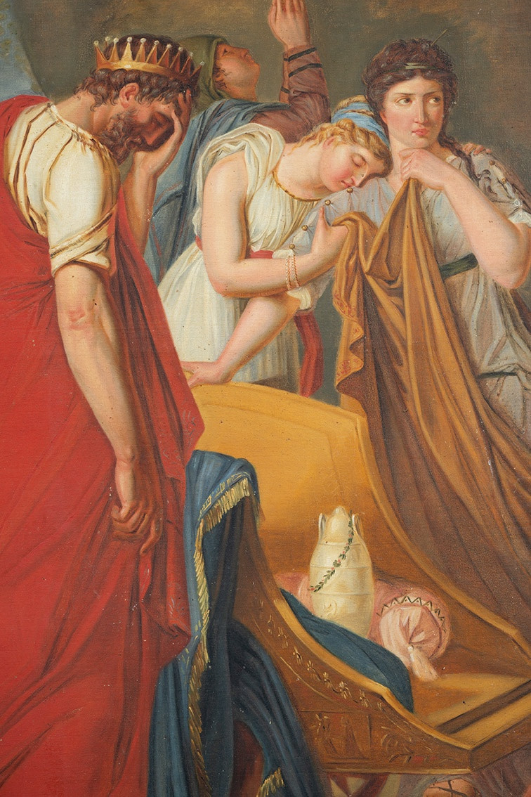 Ancient Neoclassical Painting Oil On Canvas France Early 19th Century.-photo-4