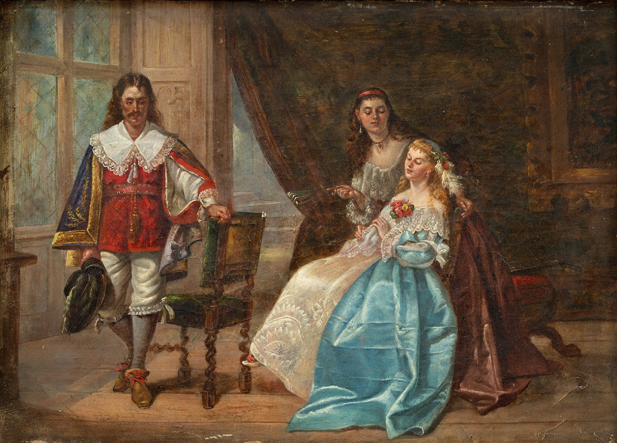 Tableau ancienne huile sur toile France 19ème siècle.-photo-2