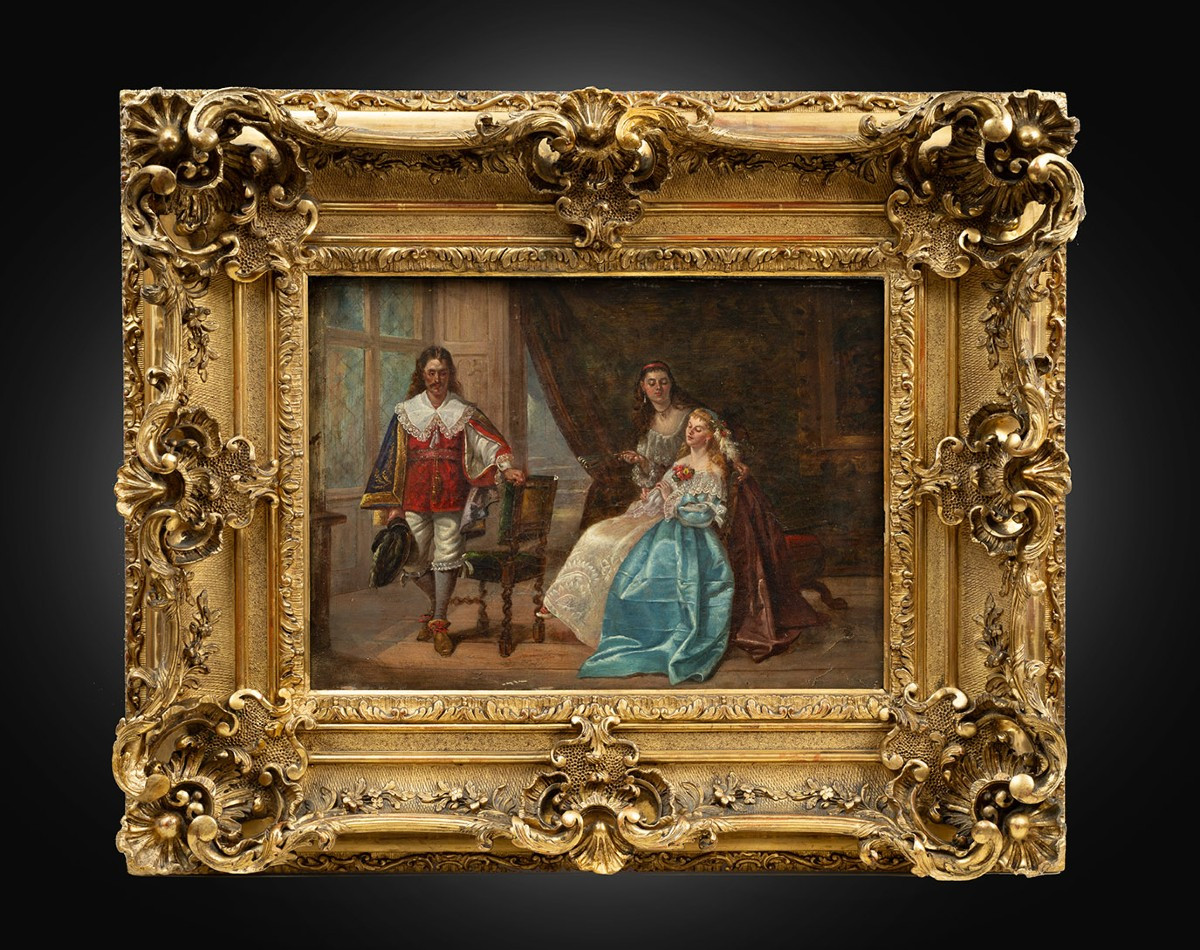 Tableau ancienne huile sur toile France 19ème siècle.