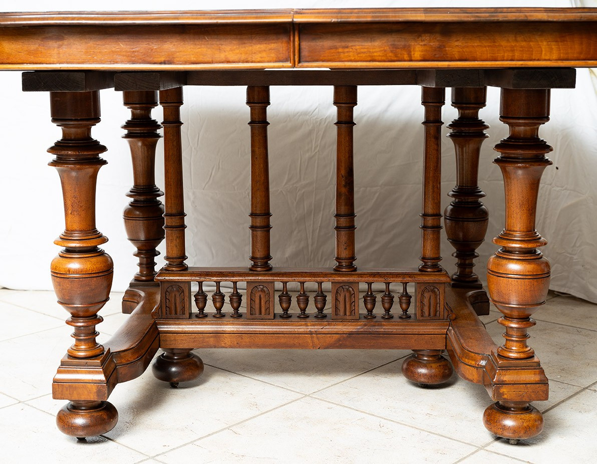 Antique Extendable Table Henry II In Solid Walnut. France 19th Century.-photo-2