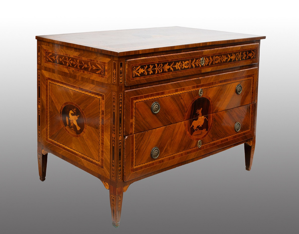 Antique Louis XVI Lombard Chest Of Drawers, 18th Century.