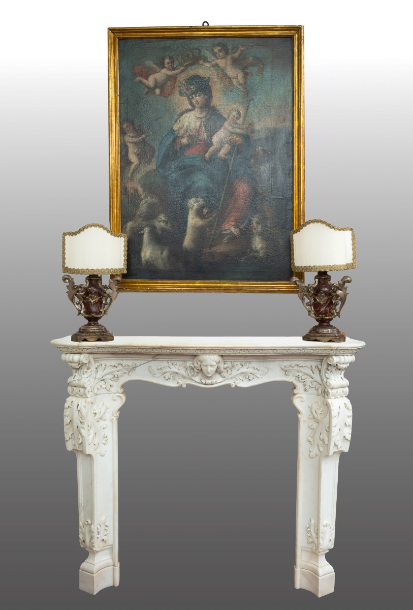 Cheminée ancienne Louis XV Naples début XVIIIe siècle.-photo-5