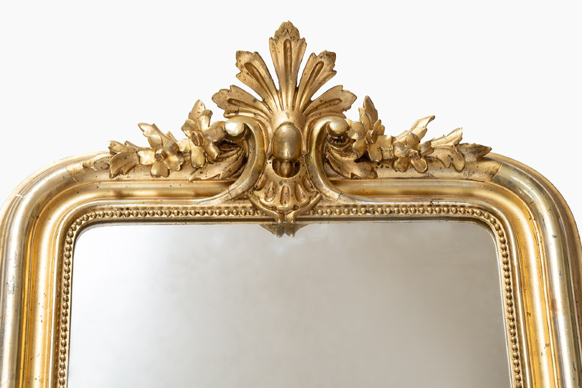 Antique Napoleon III Mirror In Gilded And Carved Wood. France, 19th Century.-photo-2